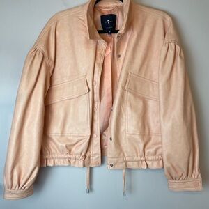 7 for All Mankind Peach Faux Leather Oversized Bomber Jacket Women’s Size Medium